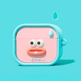 Cute and Funny 2″ Sweating Emoji AirPods Case - Blue Silicone